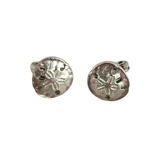 Silver Tone Sand Dollar Clip on Earrings Beach Coastal Nautical Jewelry